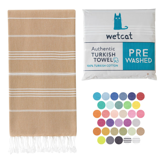 WETCAT Turkish Beach Towel Oversized (38"x71") 100% Turkish Cotton, Made in Turkey - Sand Free, Extra Large, Ultra Soft, Quick Drying, Compact & Lightweight for Travel - Blue