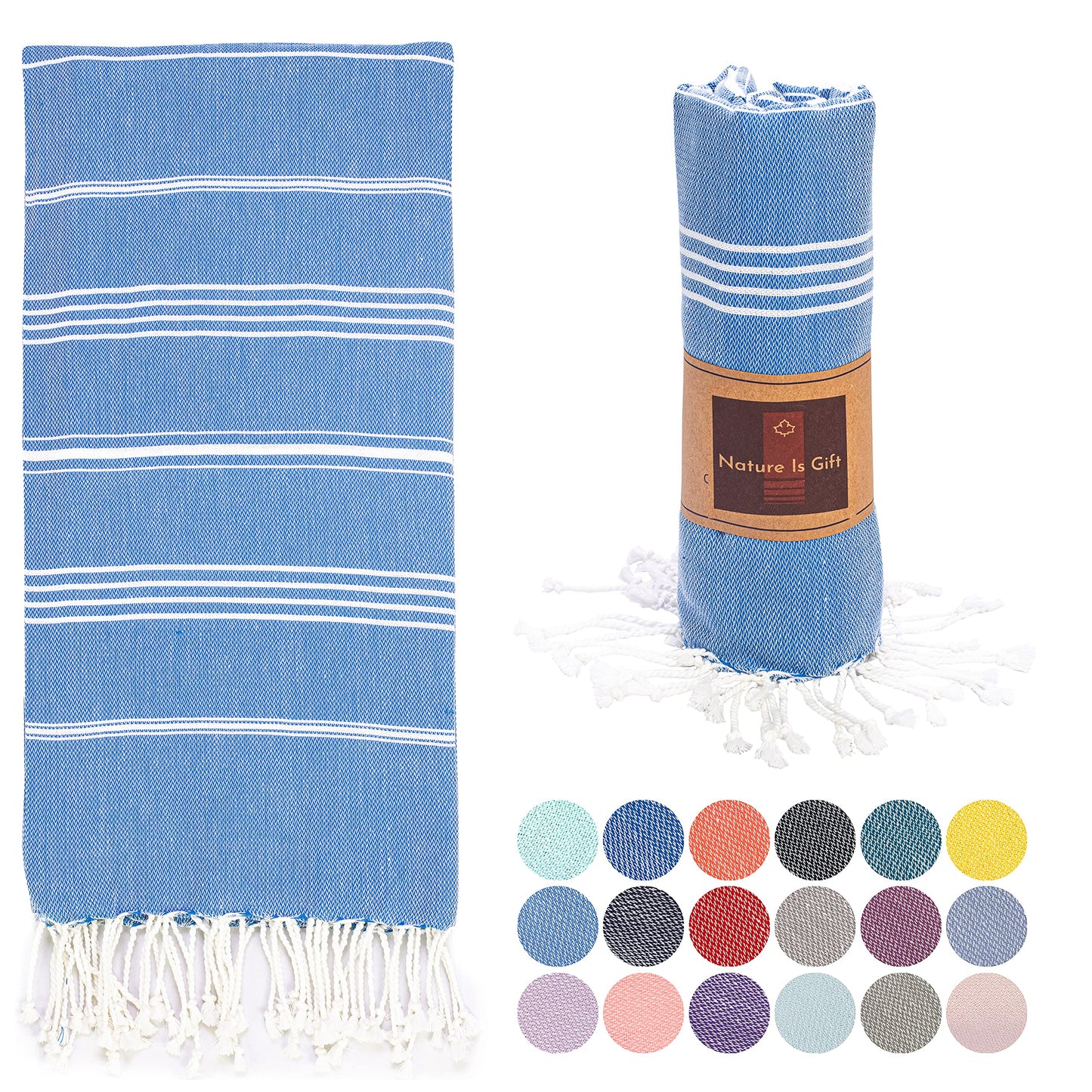 Beach Towel 100% Cotton Turkish Beach Towel Adult 38x70 Inch Pre-washed Absorbent Extra Large|Sand Free Quick Dry BathTowels|Lightweight Blanket|Travel Cruise Camping Spa Gym Yoga Sports Towel|Yellow