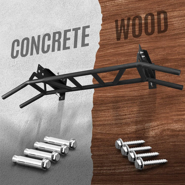 Yes4All Multi-Grip Wall Mount Pull-Up Bar, 16 Inches & 24 Inches Reversible Stud and Wall Compatibility Mounted Pull Up Bar Design, Solid Construction Strength Training