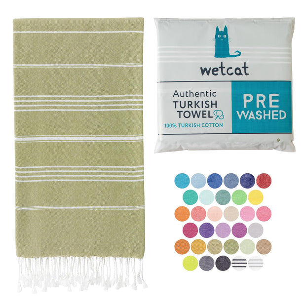 WETCAT Turkish Beach Towel Oversized (38"x71") 100% Turkish Cotton, Made in Turkey - Sand Free, Extra Large, Ultra Soft, Quick Drying, Compact & Lightweight for Travel - Blue