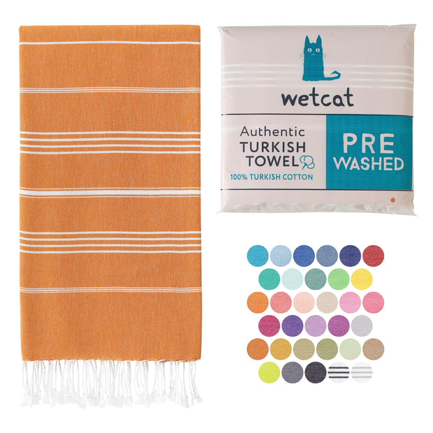 WETCAT Turkish Beach Towel Oversized (38"x71") 100% Turkish Cotton, Made in Turkey - Sand Free, Extra Large, Ultra Soft, Quick Drying, Compact & Lightweight for Travel - Blue