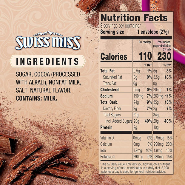 SWISS MISS Milk Chocolate Flavored Hot Cocoa Mix, 38.27 OZ Square Canister