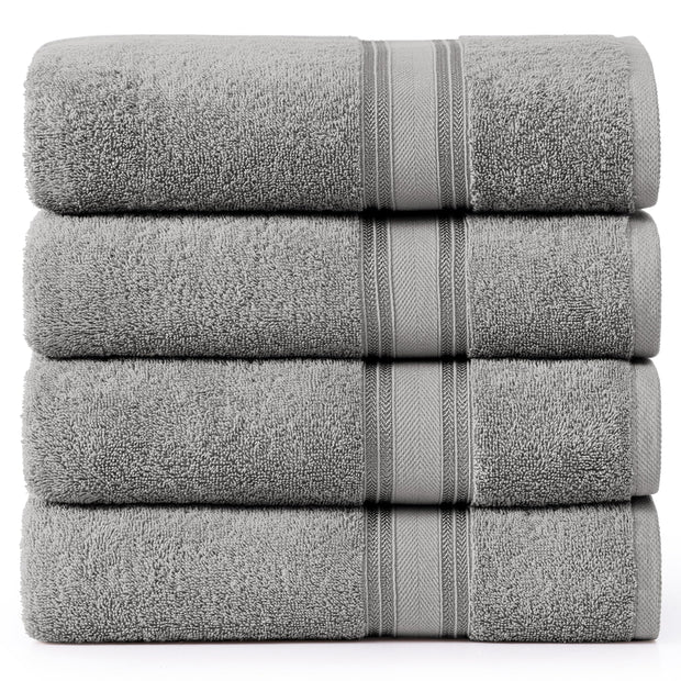 LANE LINEN 100% Cotton Zero Twist, Bath Towels (28"x54") - 4 Pieces - Large Towels for Bathroom - Quick Drying, Soft & Absorbent Large Shower Towel Set - Used in Gym, Hotel, Spa, Home - Living Coral