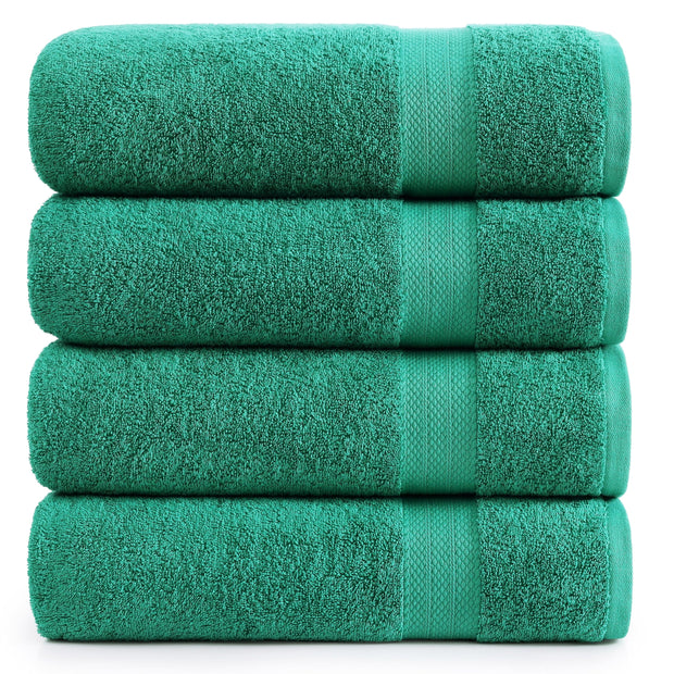 LANE LINEN 100% Cotton Ring Spun Bath Towels (28"x54") - 4 Pieces - Large Towels for Bathroom - Quick Drying, Soft & Absorbent Large Shower Towel Set - Used in Gym, Hotel, Spa, Home - Living Coral
