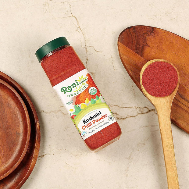 Rani Kashmiri Chilli Powder (Deggi Mirch, Low Heat) Ground Indian Spice 16oz (1lb) 454g PET Jar ~ All Natural | Salt-Free | Vegan | Kosher | Gluten Friendly