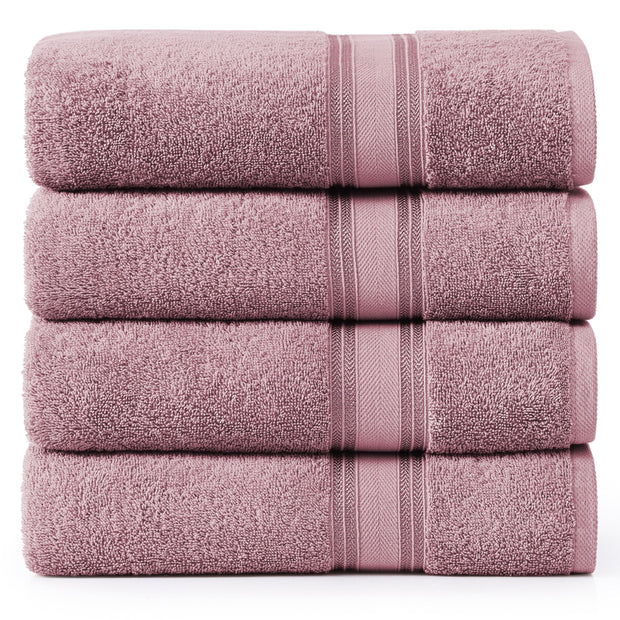LANE LINEN 100% Cotton Zero Twist, Bath Towels (28"x54") - 4 Pieces - Large Towels for Bathroom - Quick Drying, Soft & Absorbent Large Shower Towel Set - Used in Gym, Hotel, Spa, Home - Living Coral