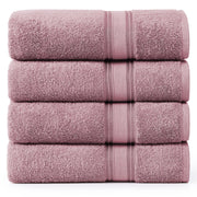 LANE LINEN 100% Cotton Zero Twist, Bath Towels (28"x54") - 4 Pieces - Large Towels for Bathroom - Quick Drying, Soft & Absorbent Large Shower Towel Set - Used in Gym, Hotel, Spa, Home - Living Coral