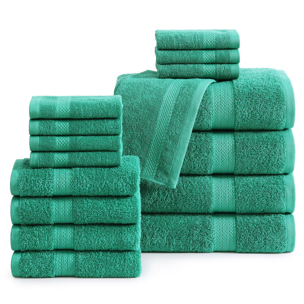 Lane Linen 100% Cotton Luxury Bath Towel Set - 18 Pieces - Ring Spun, Ultra Soft, Quick Dry & Extra Absorbent - 4 Bath, 8 Washcloths, 6 Bathroom Hand Towels - Machine Wash in Cold Water - Living Coral