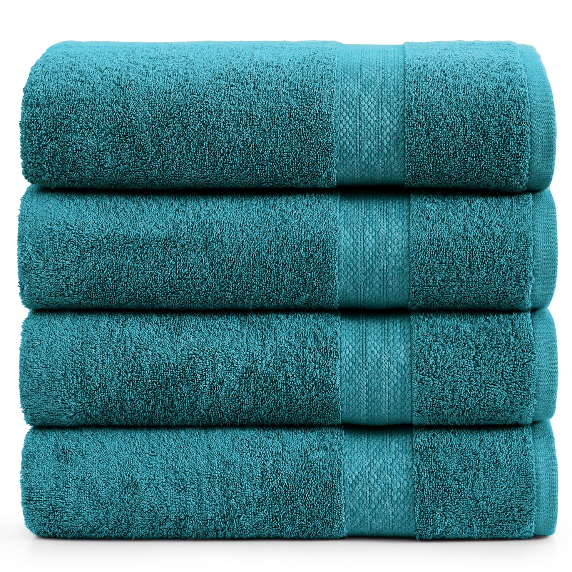 LANE LINEN 100% Cotton Bath Towels Pack of 4 (28"x54") - Ring Spun Mercerized Cotton Bathroom Towel Set - Quick Dry, Soft & Absorbent Large Bath Towels - Holds Well After Multiple Washes - Emerald