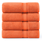 LANE LINEN 100% Cotton Zero Twist, Bath Towels (28"x54") - 4 Pieces - Large Towels for Bathroom - Quick Drying, Soft & Absorbent Large Shower Towel Set - Used in Gym, Hotel, Spa, Home - Living Coral