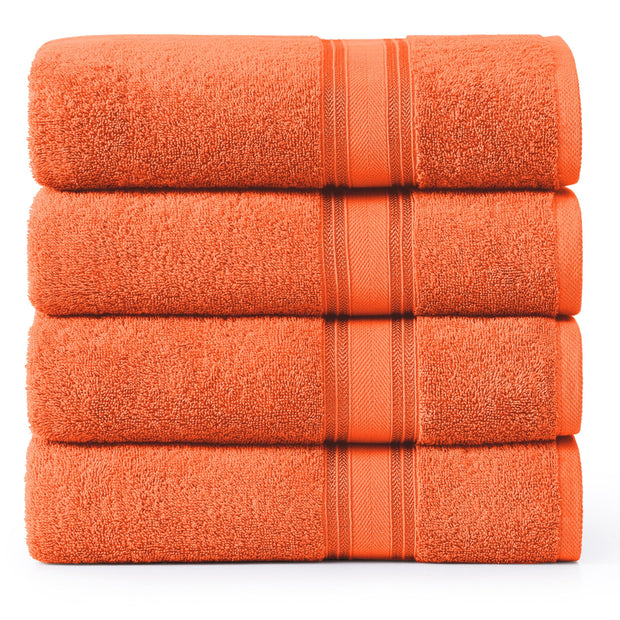 LANE LINEN 100% Cotton Zero Twist, Bath Towels (28"x54") - 4 Pieces - Large Towels for Bathroom - Quick Drying, Soft & Absorbent Large Shower Towel Set - Used in Gym, Hotel, Spa, Home - Living Coral