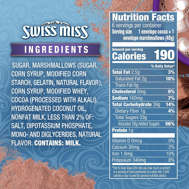 SWISS MISS Milk Chocolate Flavored Hot Cocoa Mix, 38.27 OZ Square Canister
