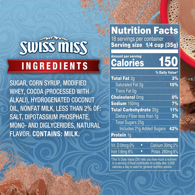 Swiss Miss Milk Chocolate Flavor Hot Cocoa Mix Canister, 76.55 oz.