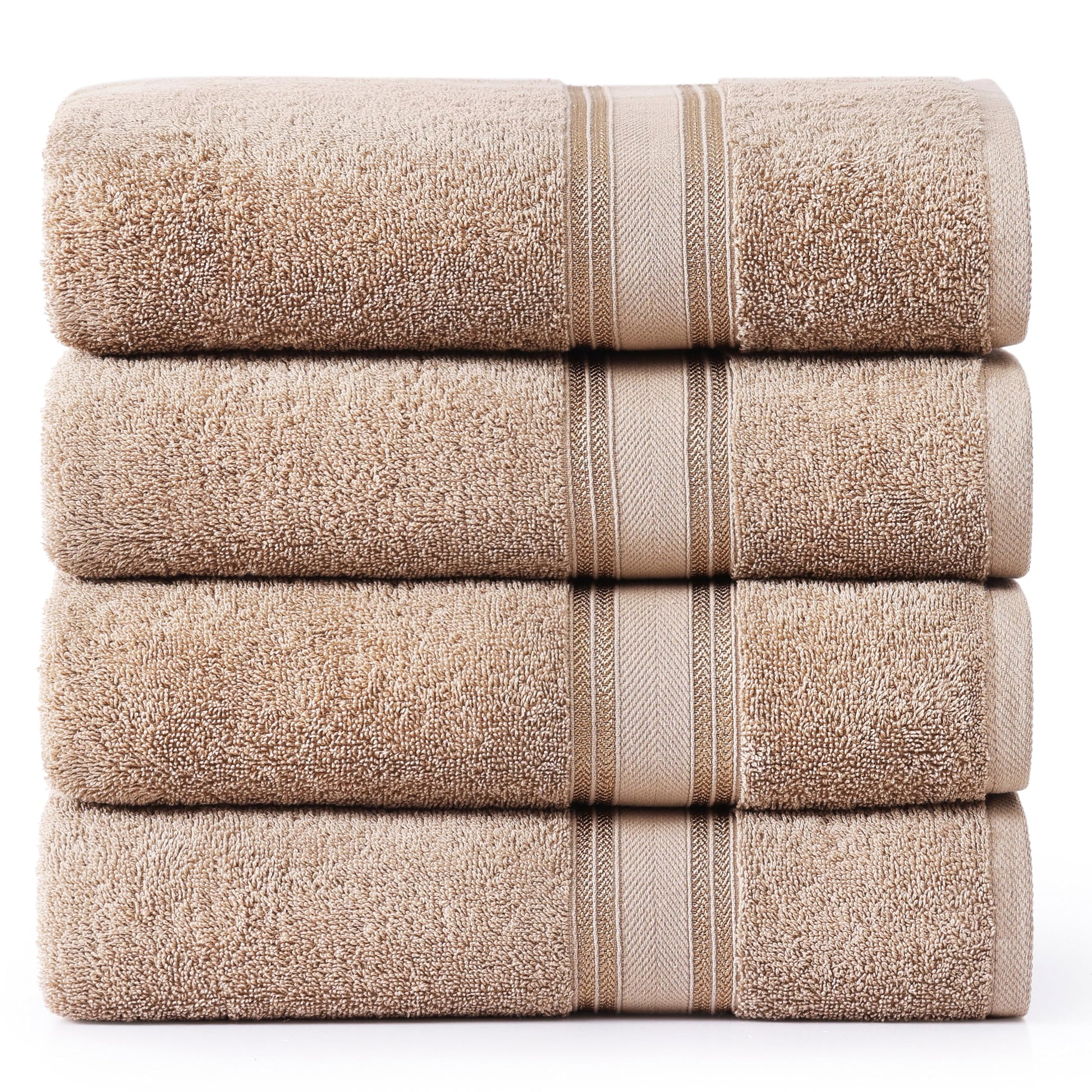 LANE LINEN 100% Cotton Zero Twist, Bath Towels (28"x54") - 4 Pieces - Large Towels for Bathroom - Quick Drying, Soft & Absorbent Large Shower Towel Set - Used in Gym, Hotel, Spa, Home - Living Coral