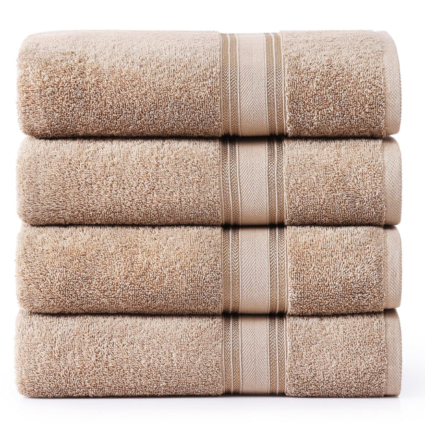 LANE LINEN 100% Cotton Zero Twist, Bath Towels (28"x54") - 4 Pieces - Large Towels for Bathroom - Quick Drying, Soft & Absorbent Large Shower Towel Set - Used in Gym, Hotel, Spa, Home - Living Coral