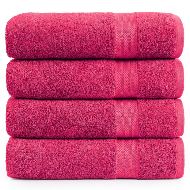 LANE LINEN 100% Cotton Bath Towels Pack of 4 (28"x54") - Ring Spun Mercerized Cotton Bathroom Towel Set - Quick Dry, Soft & Absorbent Large Bath Towels - Holds Well After Multiple Washes - Emerald