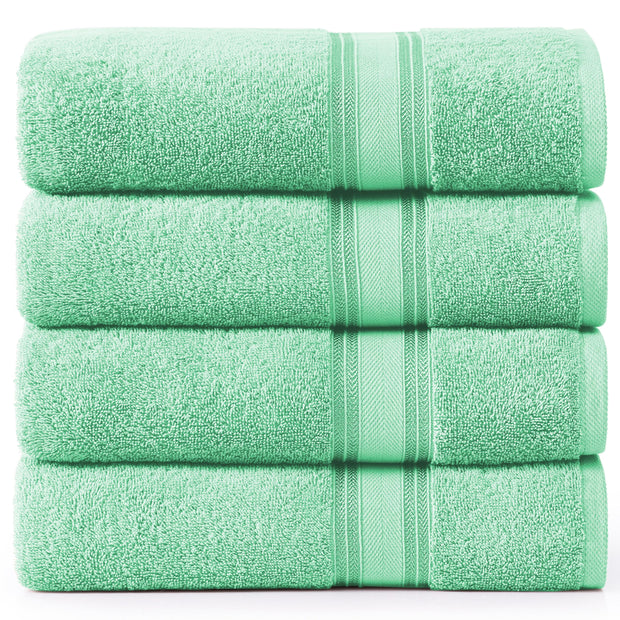 LANE LINEN 100% Cotton Zero Twist, Bath Towels (28"x54") - 4 Pieces - Large Towels for Bathroom - Quick Drying, Soft & Absorbent Large Shower Towel Set - Used in Gym, Hotel, Spa, Home - Living Coral