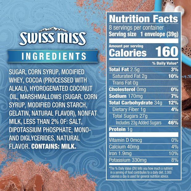 Swiss Miss Chocolate Hot Cocoa Mix With Marshmallows, 8 Count Hot Cocoa Packets