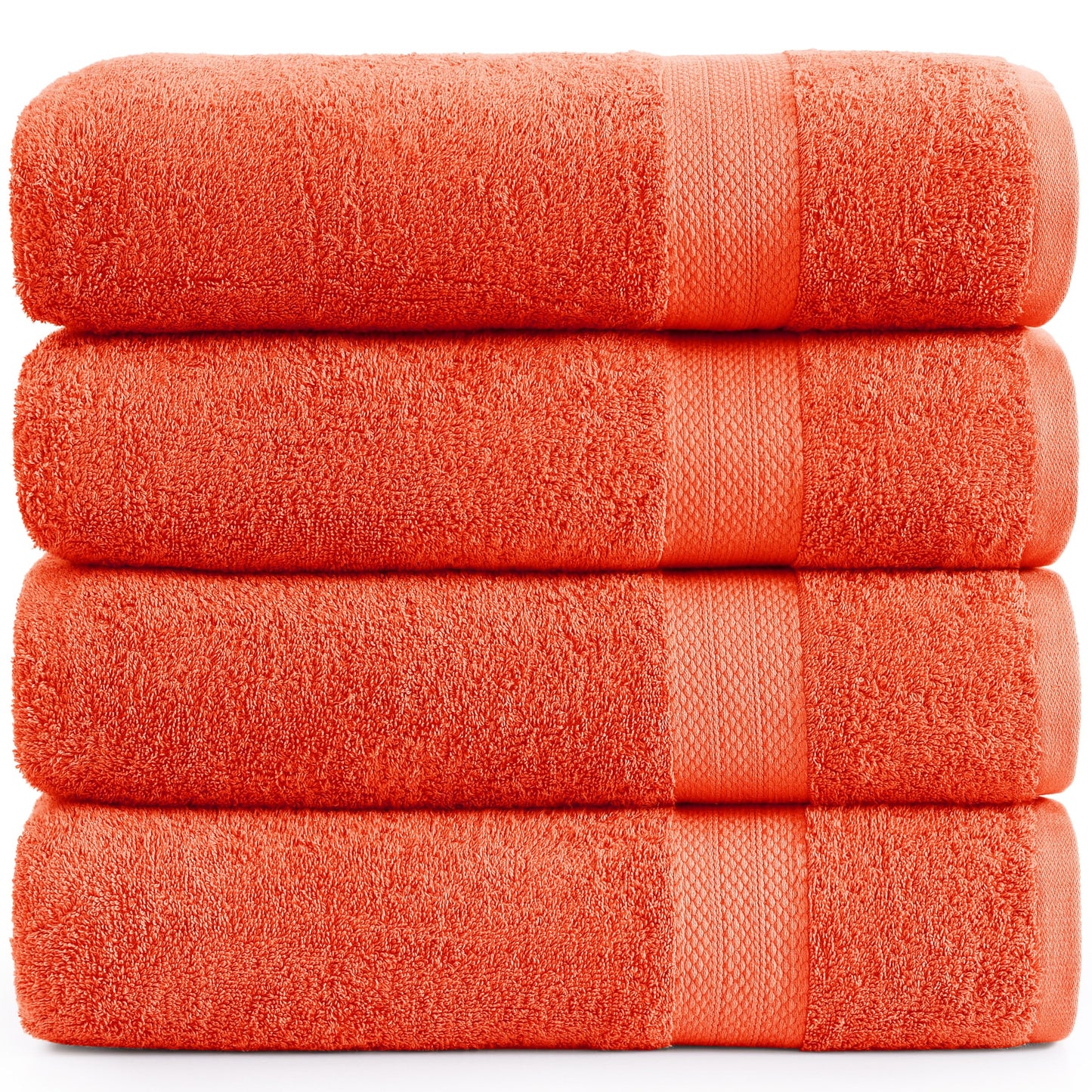 LANE LINEN 100% Cotton Ring Spun Bath Towels (28"x54") - 4 Pieces - Large Towels for Bathroom - Quick Drying, Soft & Absorbent Large Shower Towel Set - Used in Gym, Hotel, Spa, Home - Living Coral