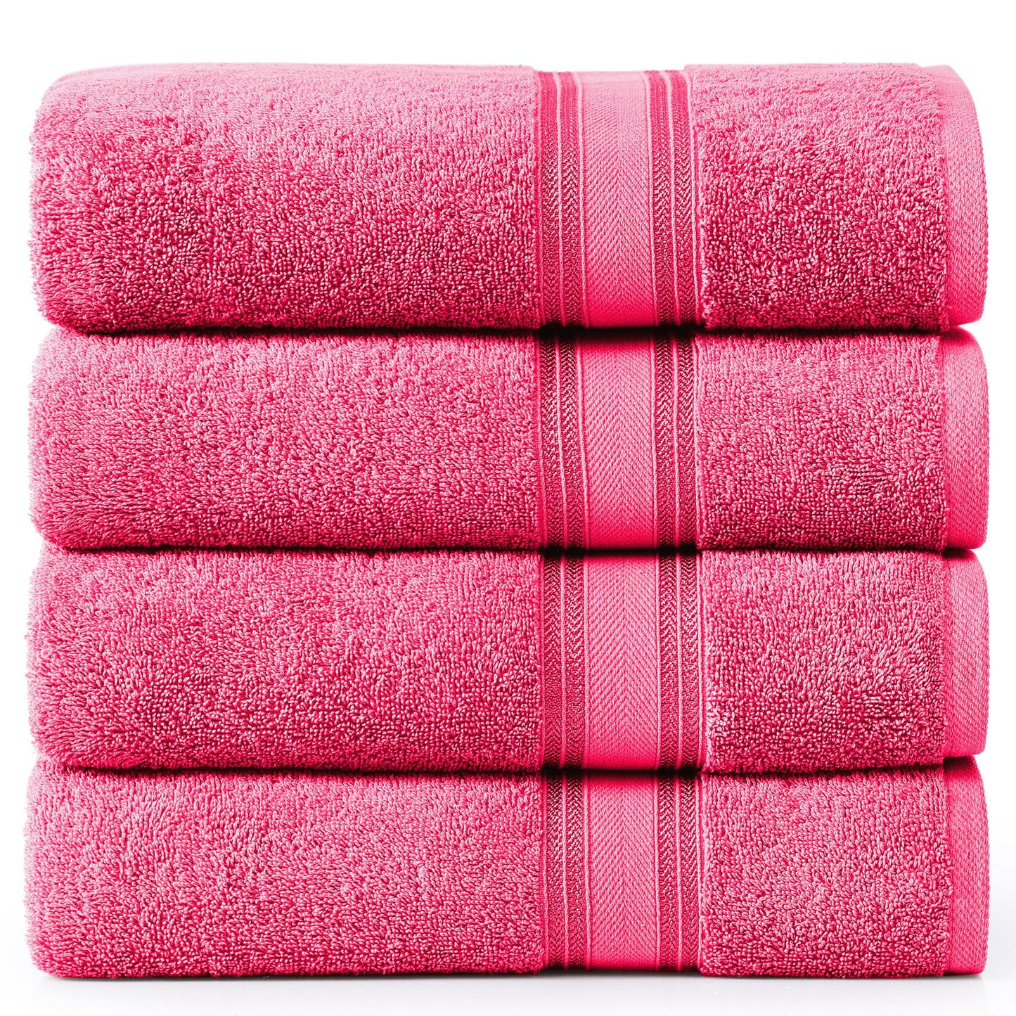 LANE LINEN 100% Cotton Zero Twist, Bath Towels (28"x54") - 4 Pieces - Large Towels for Bathroom - Quick Drying, Soft & Absorbent Large Shower Towel Set - Used in Gym, Hotel, Spa, Home - Living Coral