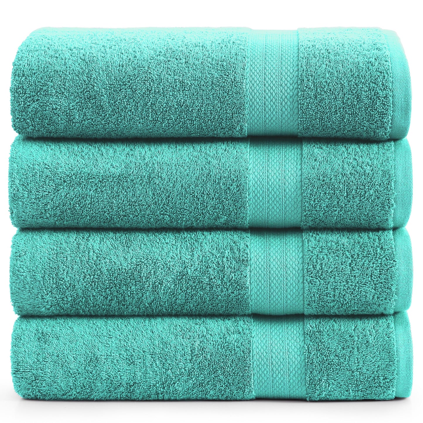 LANE LINEN 100% Cotton Bath Towels Pack of 4 (28"x54") - Ring Spun Mercerized Cotton Bathroom Towel Set - Quick Dry, Soft & Absorbent Large Bath Towels - Holds Well After Multiple Washes - Emerald