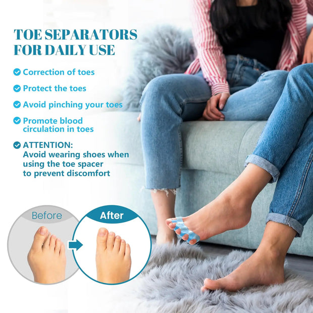 Toe Separators Doctor Recommended Correct Foot and Bunion Pain,Plantar Fasciitis Toe Straightener to Improve Functional Mobility