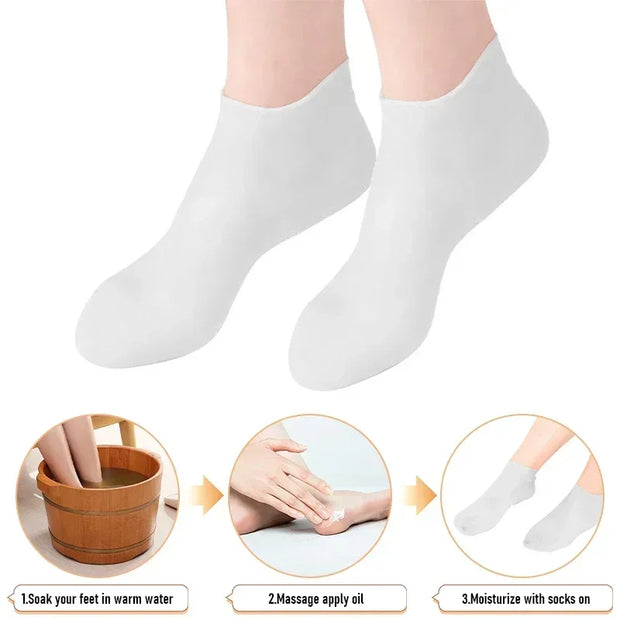 Silicone Moisturizing Socks Exfoliating Gel Heel Socks Callus Cracked Dead Skin Remove Protector Foot Care Moisturizing Gel Sock