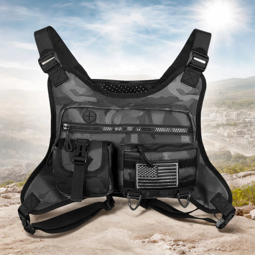 Fashion Sport Backpack Adjustable Strap Streetwear Chest Bag Large Capacity Travel Vest Backpack for Men Women