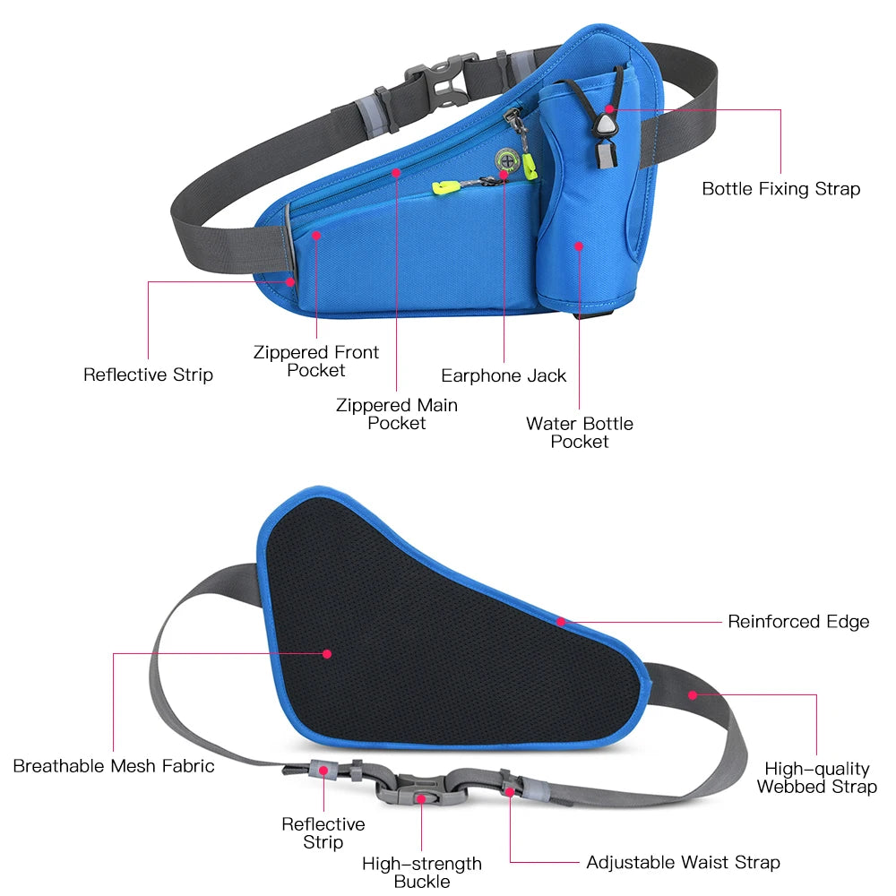 Sports Hydration Belt Bag Running Belt Waist Pack Bum Bag with Water Bottle Holder for Men Women Running Cycle Hiking Walking