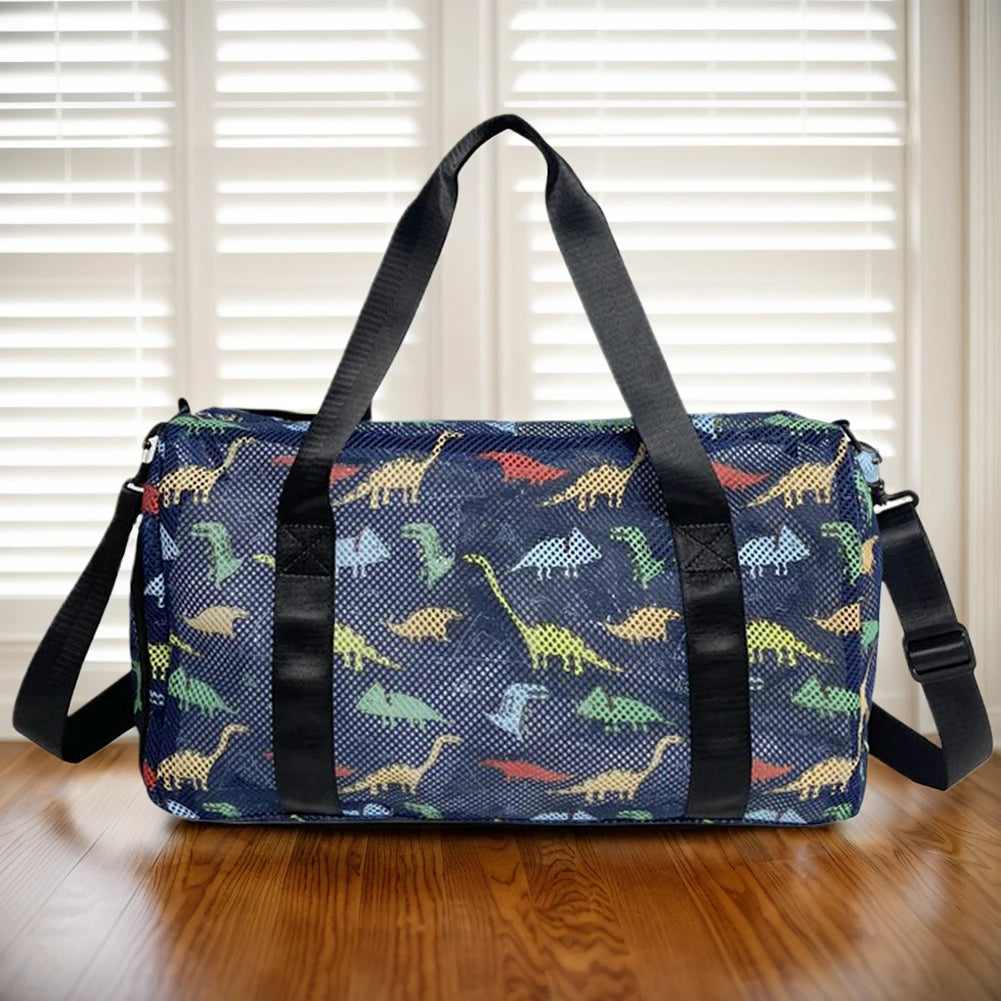 Mesh Travel Duffle Bag Luggage Bag with Shoe Compartment Fitness Messenger Bag Dry Wet Separation Large Capacity for Yoga Sports
