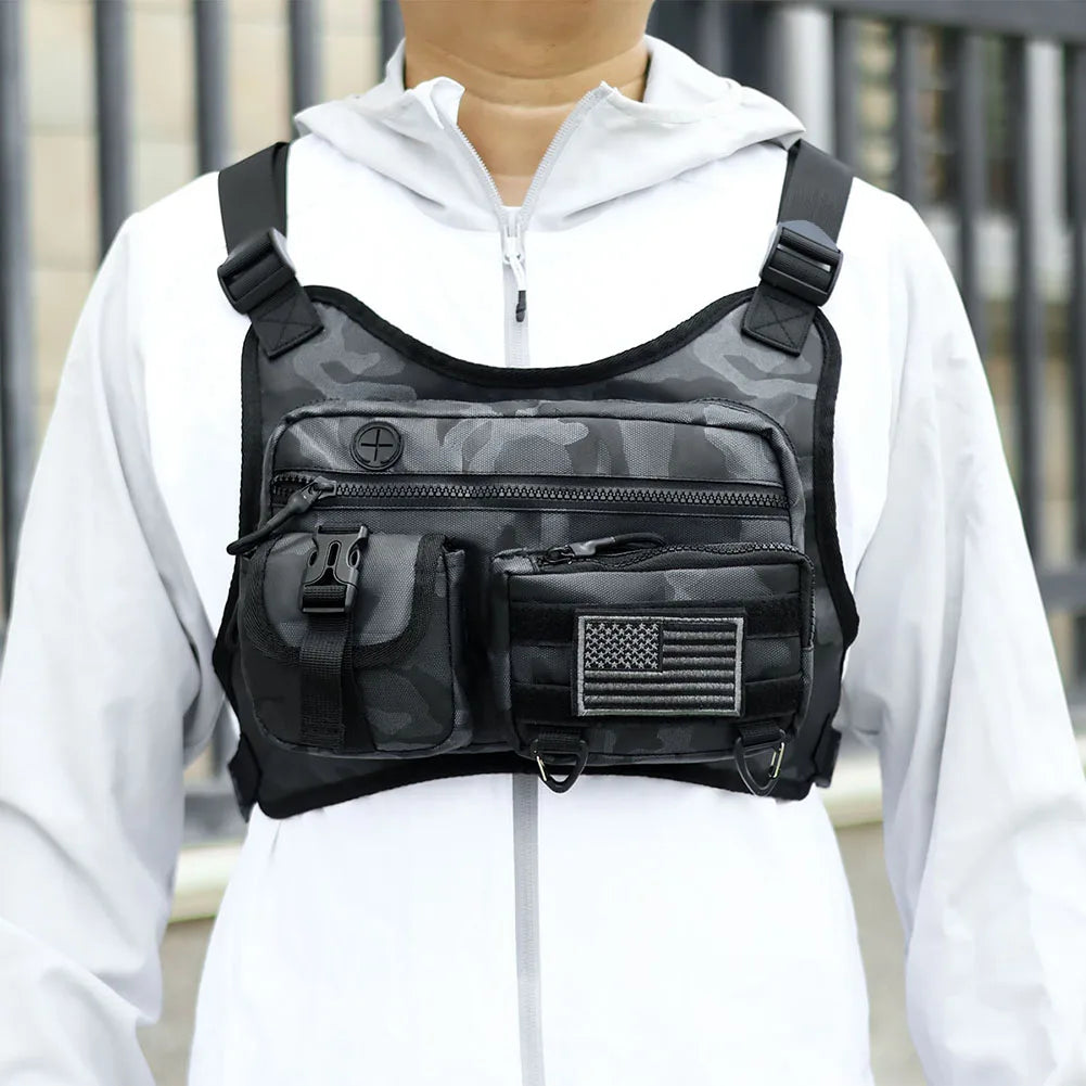 Fashion Sport Backpack Adjustable Strap Streetwear Chest Bag Large Capacity Travel Vest Backpack for Men Women