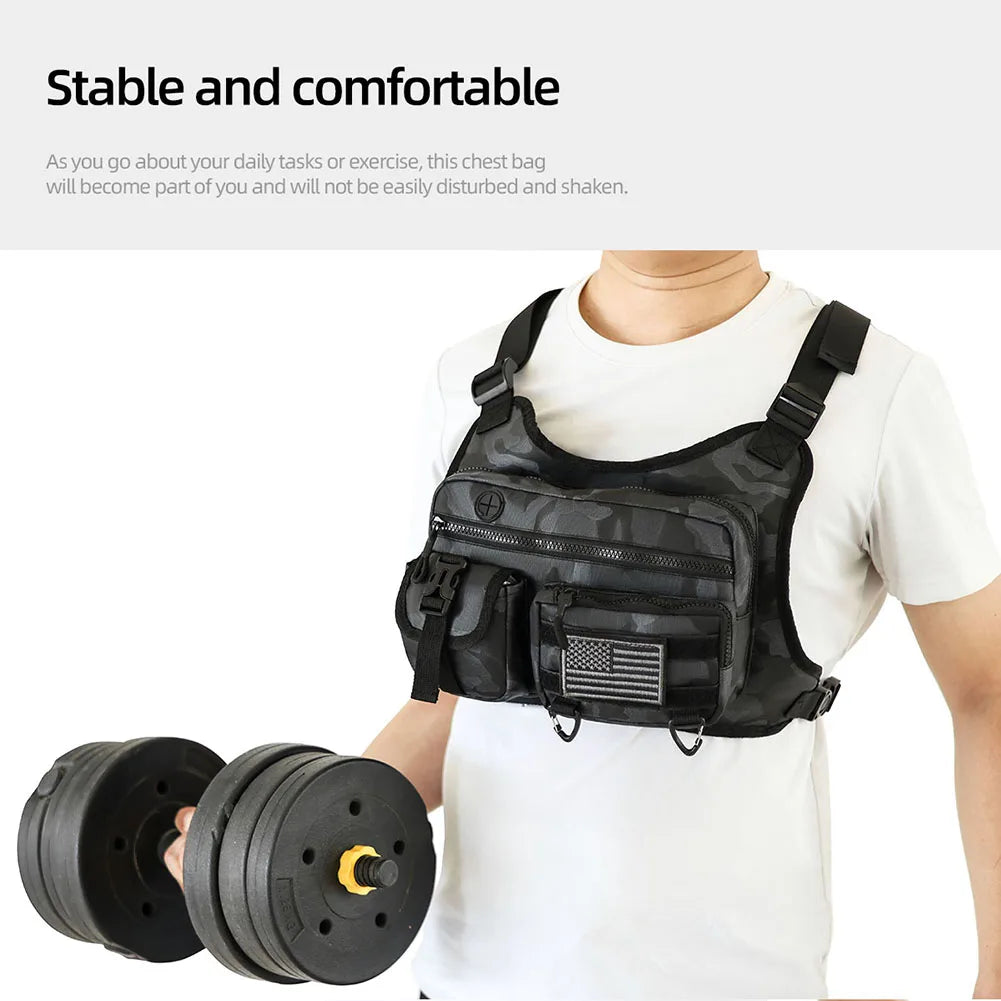 Fashion Sport Backpack Adjustable Strap Streetwear Chest Bag Large Capacity Travel Vest Backpack for Men Women