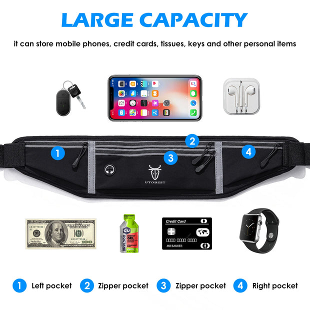 UTOBEST Professional Running Waist Bag Lightweight Thin Marathon Yoga Belt Pack Sports Pack Bags