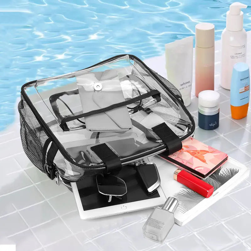 PVC Transparent Swimming Bag Beach Shoulder Crossbody Bag Large Summer Clear Waterproof Fitness Pool Yoga Handbag Sports Tote
