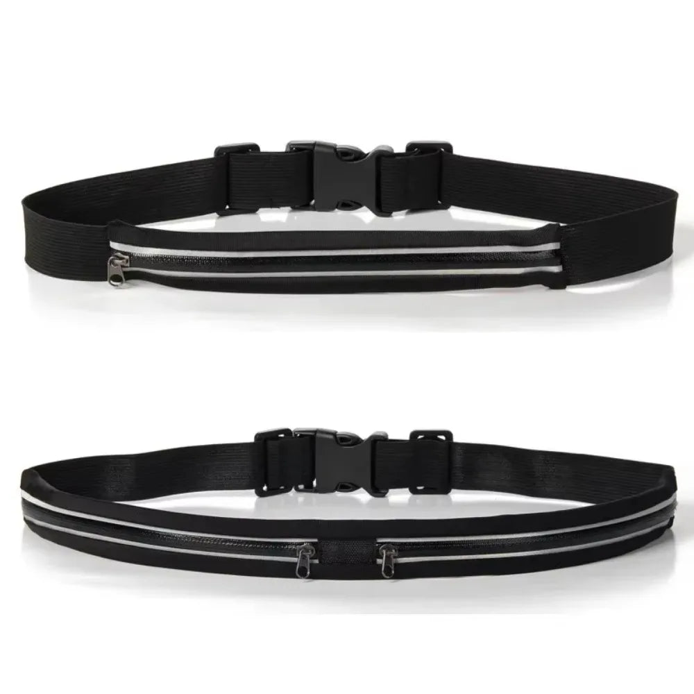 Adjustable Running Waist Pack Double Pocket Waterproof Phone Belt Nylon Small Bag Traveling Cycling Hiking Sport Gym Fanny Pouch