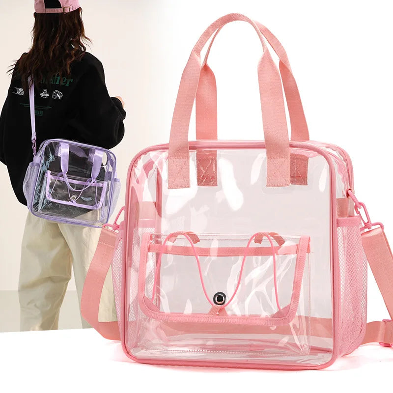 PVC Transparent Swimming Bag Beach Shoulder Crossbody Bag Large Summer Clear Waterproof Fitness Pool Yoga Handbag Sports Tote