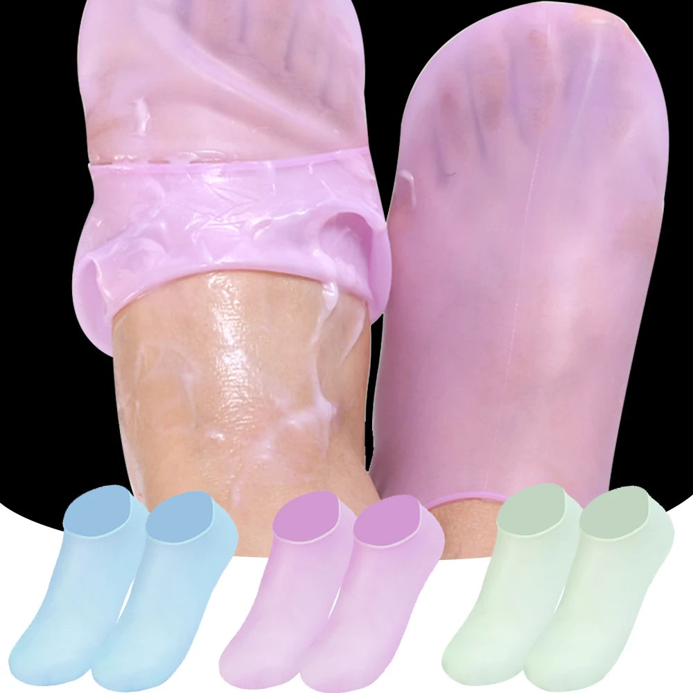 3colors Silicone Moisturizing Socks Exfoliating Gel Heel Socks Callus Cracked Dead Skin Remove Protector Pain Relief Foot Care