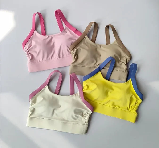 High Intensity Color Blocking Cross Back Integrated Yoga Set 2PCS Sports Underwear High Waist and Hip Lifting Fitness Leggings