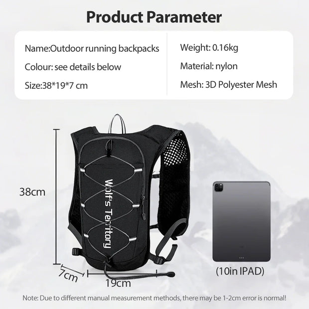 NEWBOLER Outdoor Trail Running Ultralight Backpack Running Hydration Vest Breathable Marathon Running Backpack Water Bottle