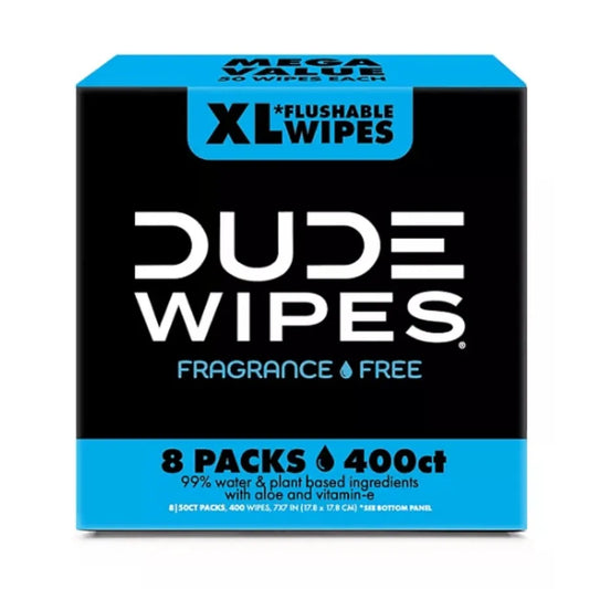 DUDE WIPES XL Flushable Wipes Fragrance Free 8 ct. 400 wipes
