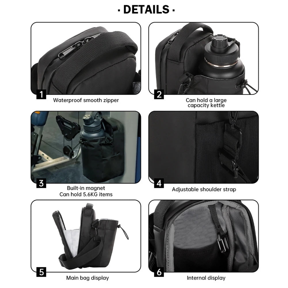 Magnetic Water Bottle Bag Crossbody Water Bottle Pouch Water Bottle Carrier Bag for Men Women Fitness Travel Sports