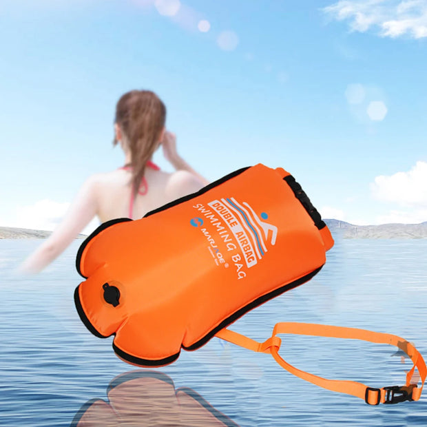 PVC Swimming Bucket Dry Bag Tow Float Dry Bag Double Air Bag Waterproof Double AirBags For Swimming Pool Open Water Sport Tools