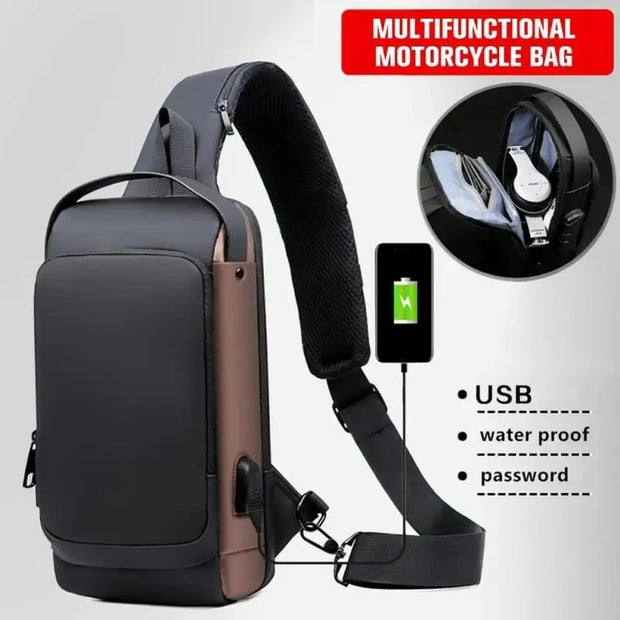 Newest Men's Anti-theft Chest Bag Shoulder Strap USB Rechargeable Crossbody School Short Distance Gym Men's Sports Backpack