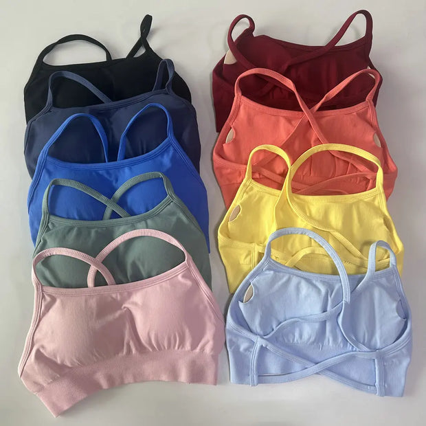 No Logo Seamless Yoga Set 2 Pieces Women Workout Set Scrunch Leggings Backless Sports Bra Fitness Top Gym Pants Clothes