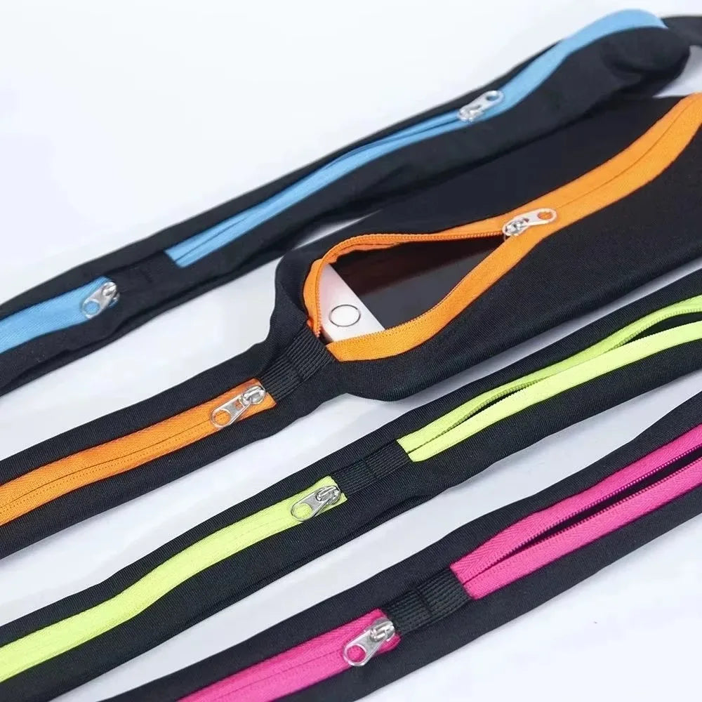 Adjustable Running Waist Pack Double Pocket Waterproof Phone Belt Nylon Small Bag Traveling Cycling Hiking Sport Gym Fanny Pouch