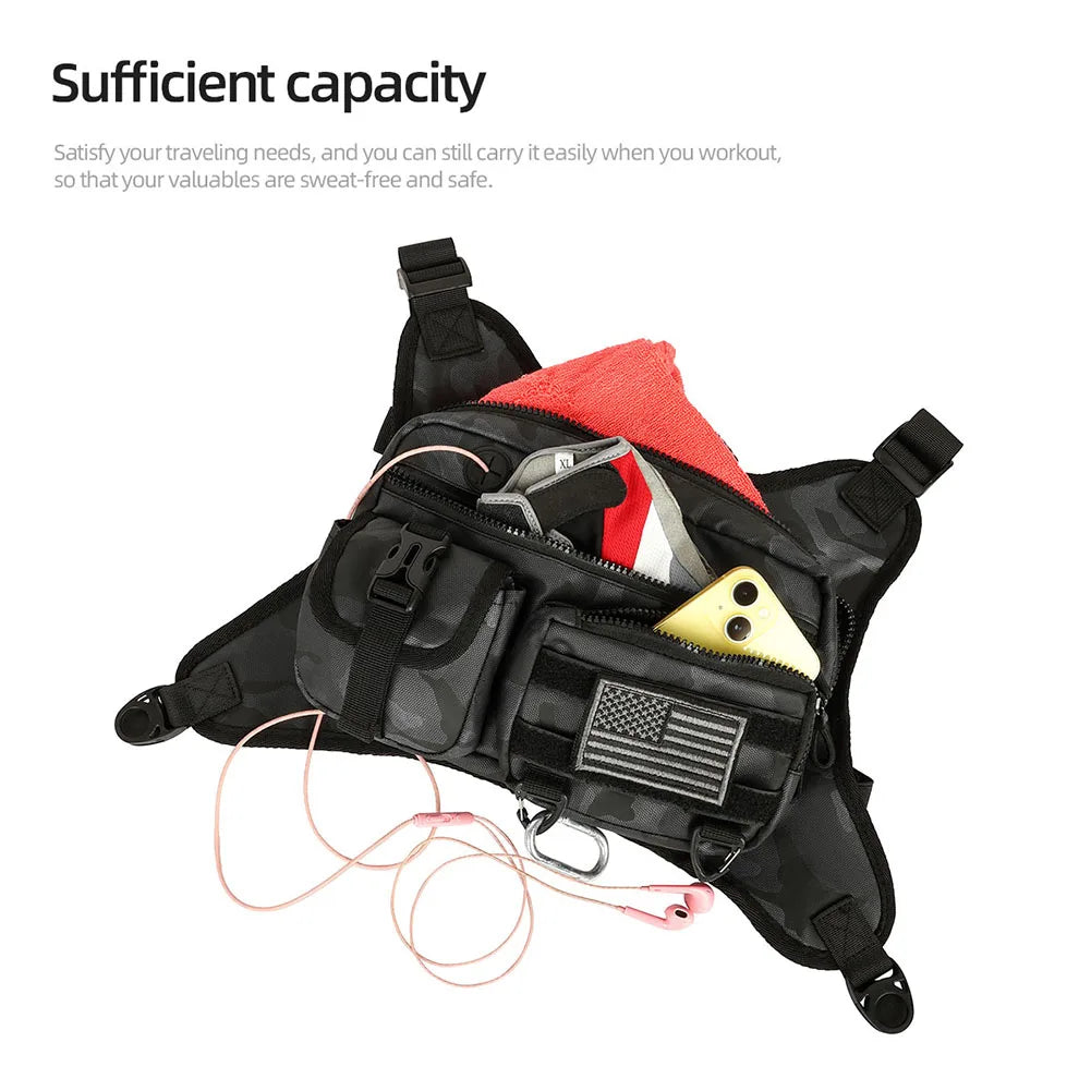 Fashion Sport Backpack Adjustable Strap Streetwear Chest Bag Large Capacity Travel Vest Backpack for Men Women