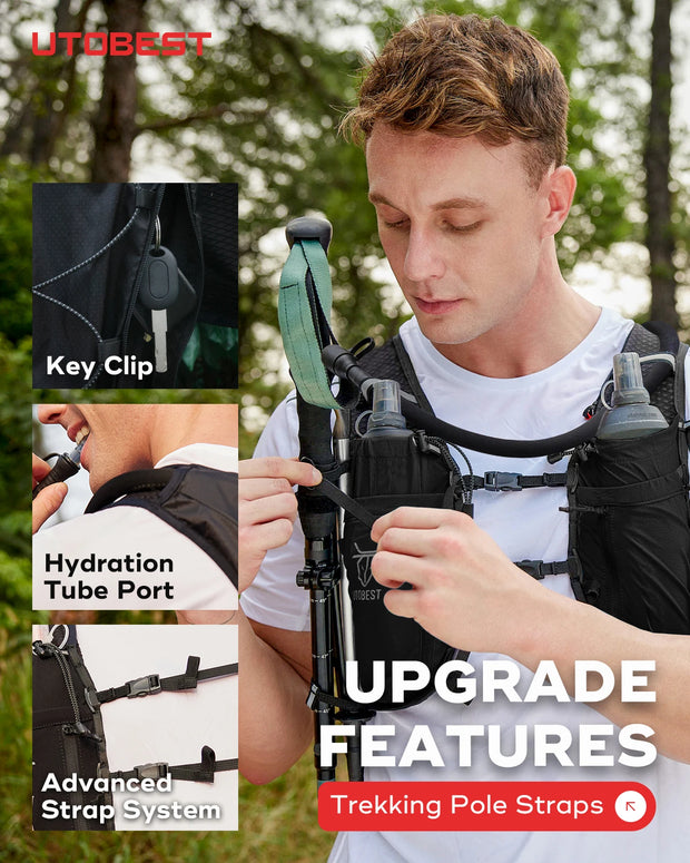 UTOBEST Trail Running Backpack 10L Ultra Lightweight Hydration Vest with 2L Water Bladder for Outdoor Hiking Cycling Marathon