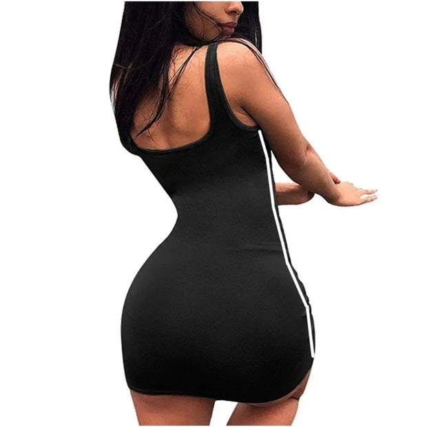 Summer Women Casual Sheath Dress Lady Spaghetti Strap Sleeveless Sexy Stretch Slim Dress Vestidos