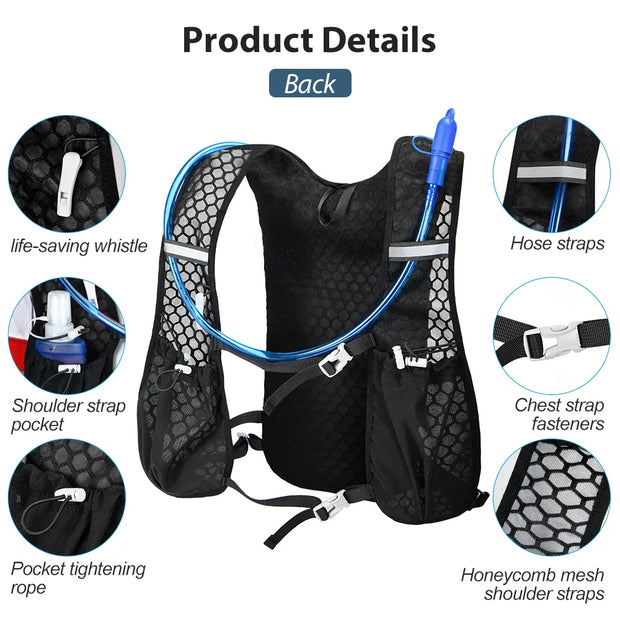 NEWBOLER Breathable Hydration Vest Trail Running Backpacks Lightweight Cycling Run Jogging Marathon Backpack Riding Climbing Bag