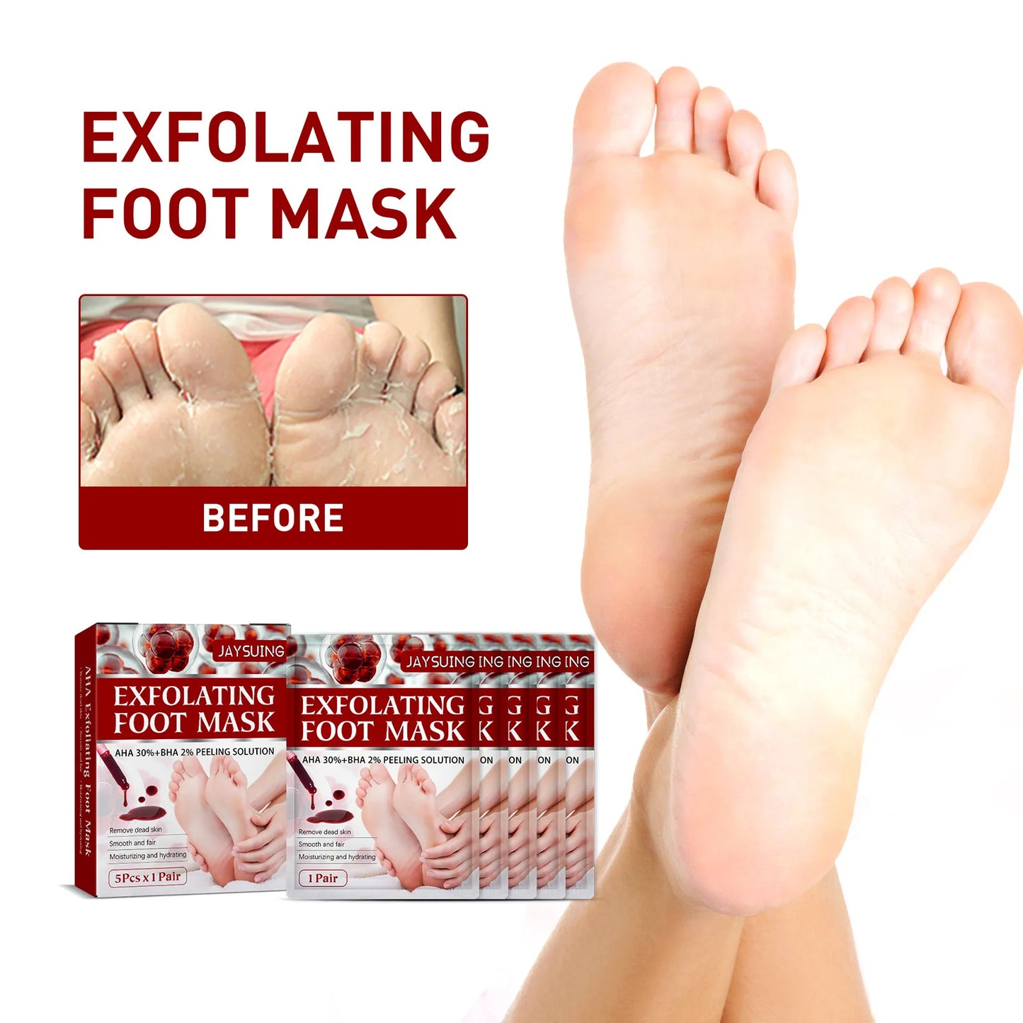 5/1Pair Feet Exfoliating Foot Masks Pedicure Socks Exfoliation Scrub for Feet Mask Pedicure Stone Foot Peeling Mask For Foot Spa